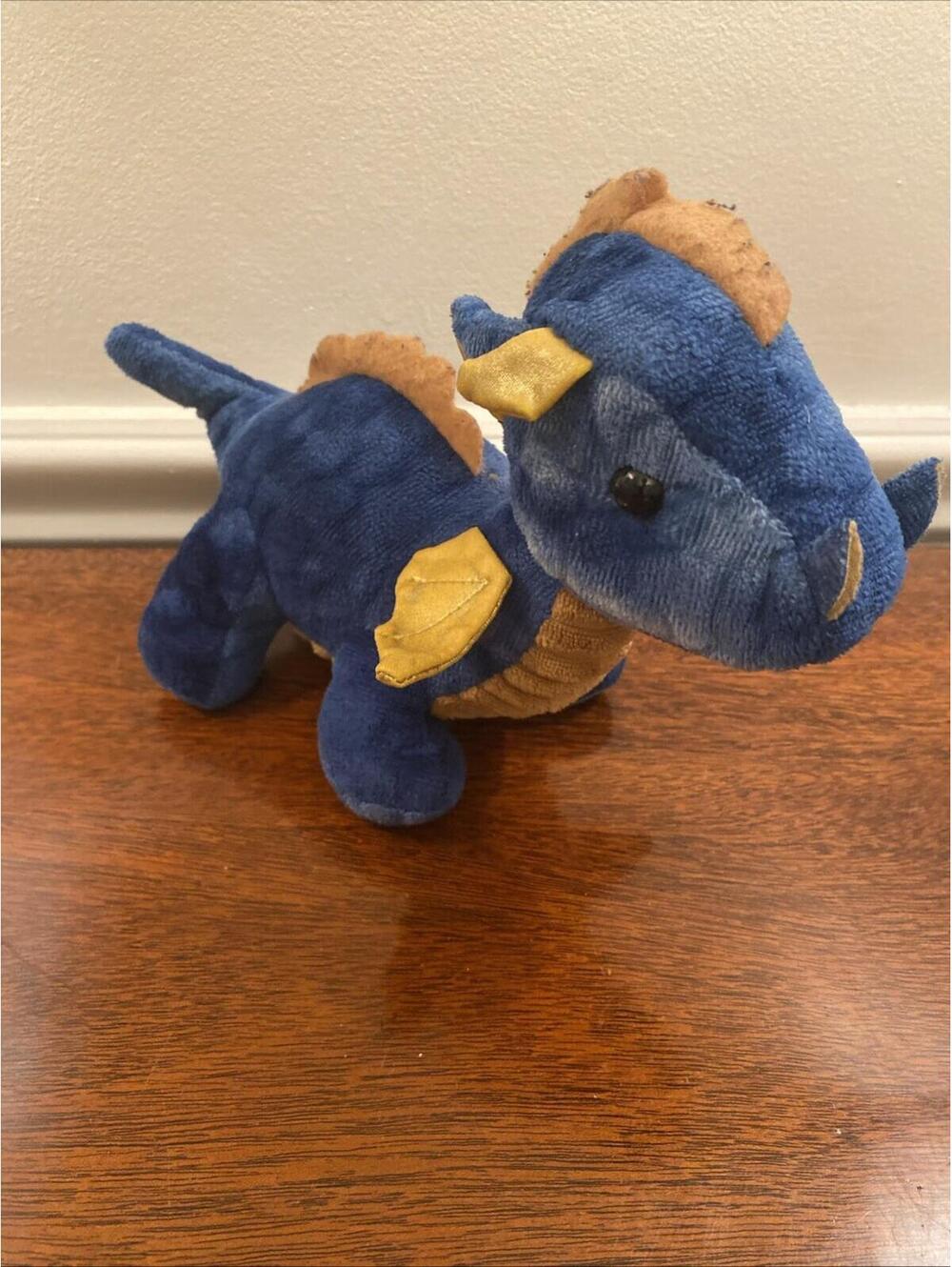 Blue Dragon Plush Stuffed Animal Blue & Gold 9 In Toy